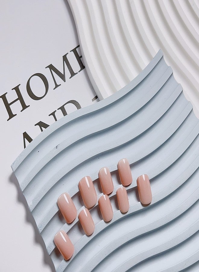 XCREANDO Nude Pink Press on Nails Short Square, Fake Nails Glue on Short Square Nails Press ons, Soft Gel Glue on Nails Stick on Nails for Women Thick Reusable Solid Color Acrylic Nails 24pcs - Image 4